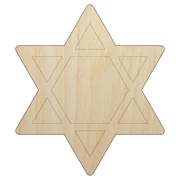Star of David Jewish Wood Shape Unfinished Piece Cutout Craft DIY Projects - 4.70 Inch Size - 1/8 Inch Thick