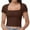 Coffee, variant on Women's Square Neck Tops Short Sleeve Crop Tops Workout Summer Clothes Casual Slim Fit T-Shirts
