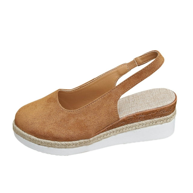 IUJSOY Wedges Sandals for Women Platform Espadrilles Slingback Closed-toe Clogs Summer Sandals