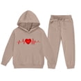 thumbnail image 5 of Khaki Kids 2-Piece Lounge Set, Heartbeat Hoodie & Joggers, Unisex Tracksuit for Boys Girls 4-12 Years Soft Fleece Loungewear,Size 3-4T, 5 of 5