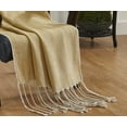 thumbnail image 3 of Peppermint Home Color Block Linen Throw Blanket, 50"x 70", Natural Yellow, 3 of 5