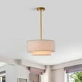 thumbnail image 5 of Warehouse of Tiffany Alena Matte Gold 3-Light Two-Tier Fabric Drum Shade Chandelier, 5 of 5