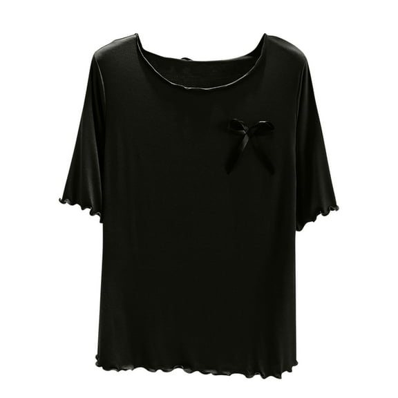 Pajamas Tops for Women Modal Cotton Short Sleeve Solid Basic T Shirts Sleepwear Home Undershirt Lightweight Crewneck Pullover Plain Casual Tee Shirt Nightwear Loungewear