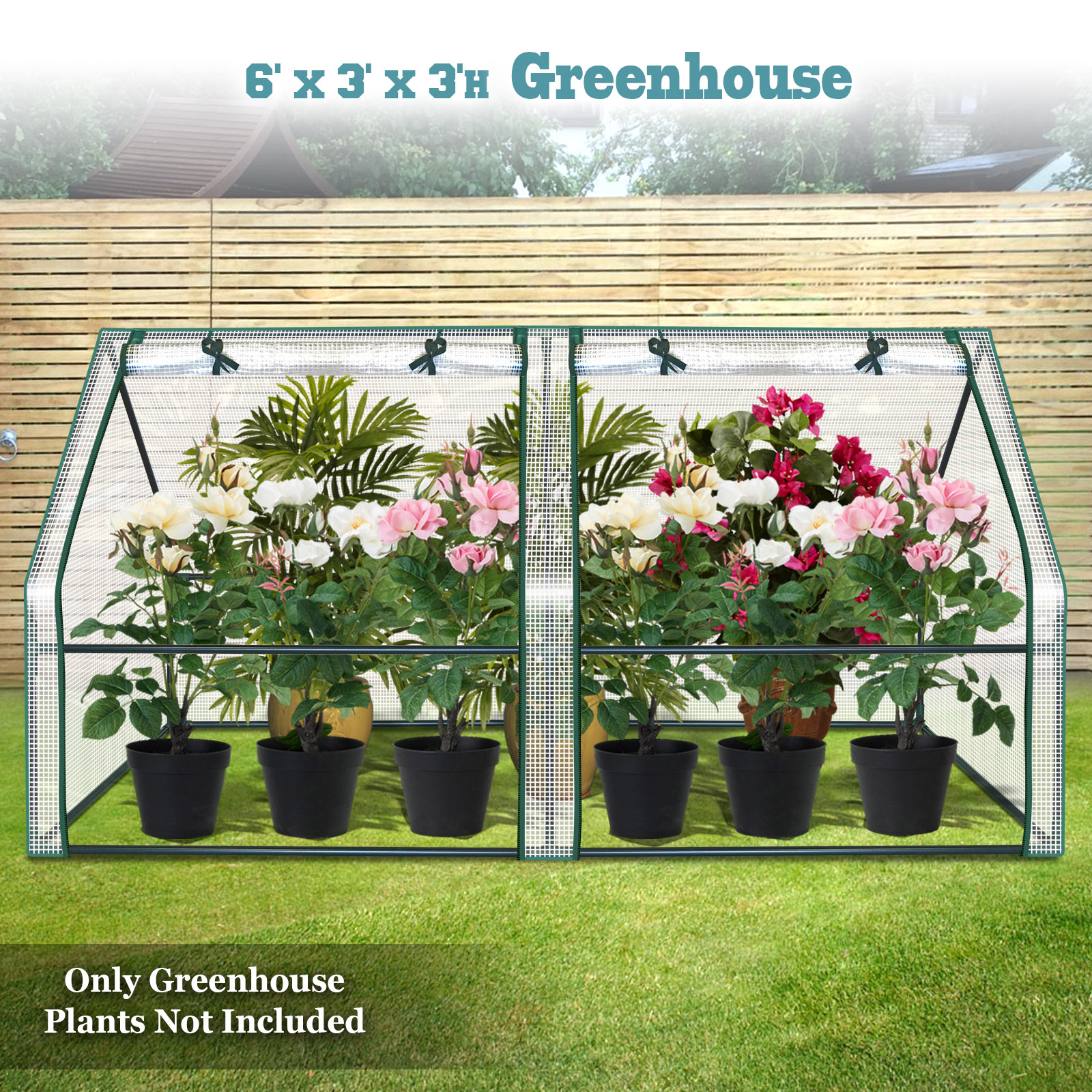 Sunrise Garden Flower Greenhouse Portable Mini Greenhouse House Yard for Plants/Vegetables (3'x6'x3')