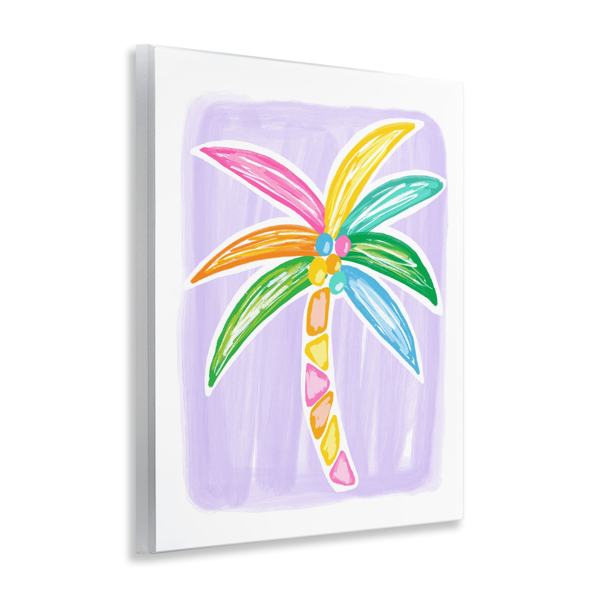 Stupell Industries Pastel Palm on Purple Botanical & Floral Painting Unframed Art Print Wall Art, 11 x 14