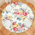 thumbnail image 2 of Pioneer Flower Floral Print Pattern Round Fitted Tablecloth with Elastic Edge,Dining Table Cover Waterproof,Outdoor Round Tablecloth for Camping,Dining,Indoor and Outdoor, 2 of 7