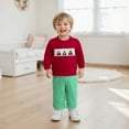 thumbnail image 5 of FAOWME Big Boys Outfits Long Sleeve Crew Neck Cute Car Embroidery Top And Plaid Pants Soft Comfortable Two Piece Sets For Autumn Winter Daily Wear Green 12-18 Months, 5 of 6