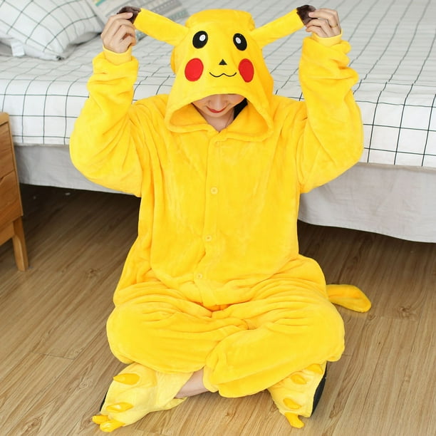 Pijamas con capucha para adultos, ropa de dormir de dibujos animados de Pikachu, Kigurumi, Disfraces de Halloween y Navidad