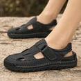 thumbnail image 6 of Mens Casual Sandals Closed Toe Leather Lightweight Sports Fisherman Shoes Summer Comfortable Outdoor Beach Shoes Black 11.5 US, 6 of 7