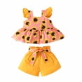 thumbnail image 3 of Cethrio Baby Girls Sling Set- Sleeveless Fashion Cotton Cute Summer Clothes Suit Orange Size 12-18 Months, 3 of 10