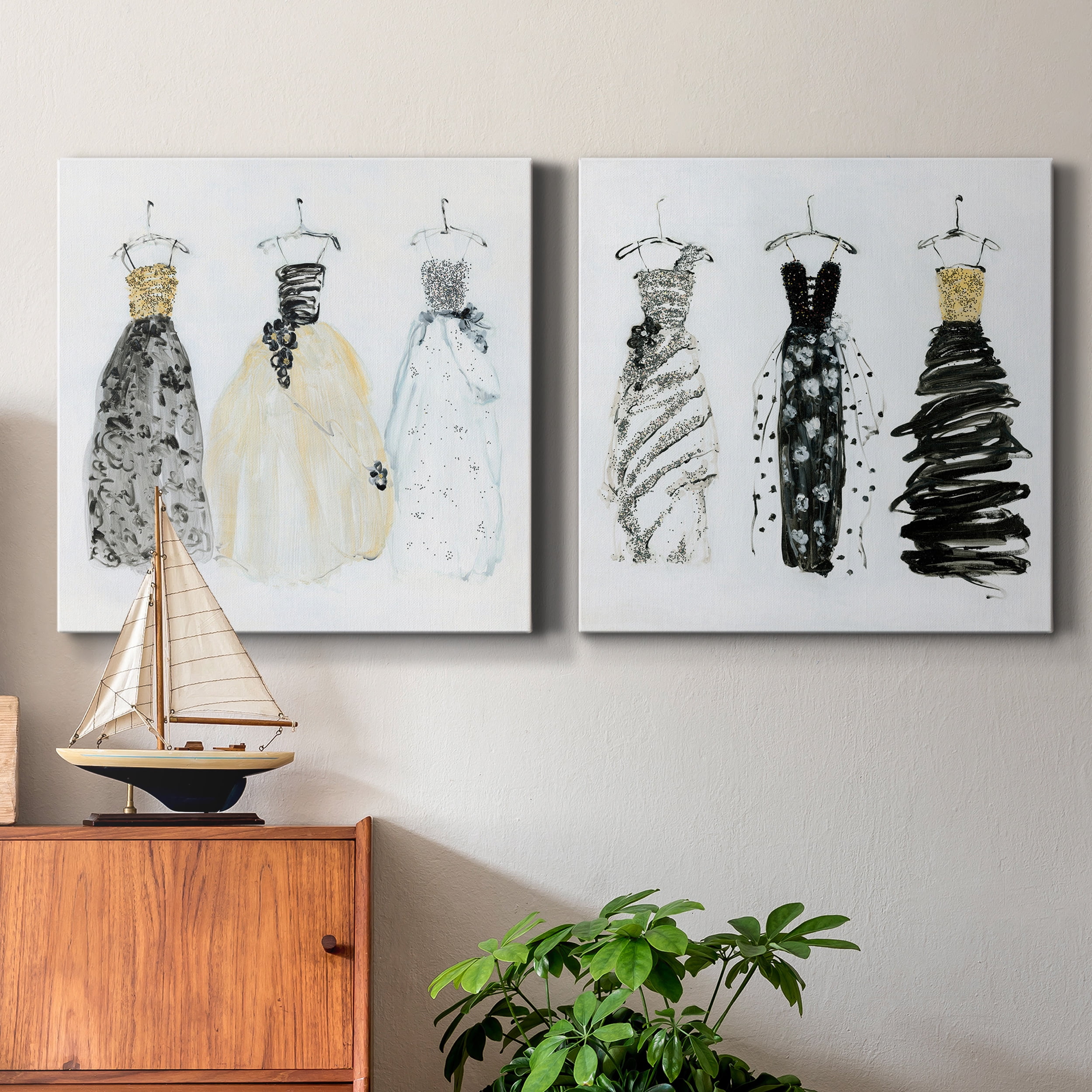 Bling Night Out I - Premium Gallery Wrapped Canvas - Ready to Hang Set of 2 - 40 x 40 Each