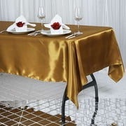 Efavormart Rectangle Satin Tablecloth, 60x102 Smooth Oblong Washable Table Cloth, Decorative Silky Fabric Table Cover for Wedding, Party, Banquet- Gold