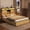 Natural + MDF+Steel+Queen, variant on Farmhouse Full Size Bed Frame with Storage Headboard and Drawers,Charging Station & LED Lights,Natural