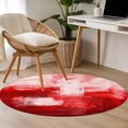 thumbnail image 5 of Red Round Area Rug 4 FT, Non Slip Indoor Outdoor Rug, Modern White Oil Painting Art Abstract Washable Soft Circular Carpet Non-Shedding Floor Mat for Coffee Table Nursery Foyer Balcony, 5 of 9