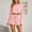 Pink, variant on BaoFuBaoMei Ribbed Pajamas for Women Cropped Crew Neck Long Sleeve Top and Shorts Sleepwear Solid Soft Breathable Lounge Set