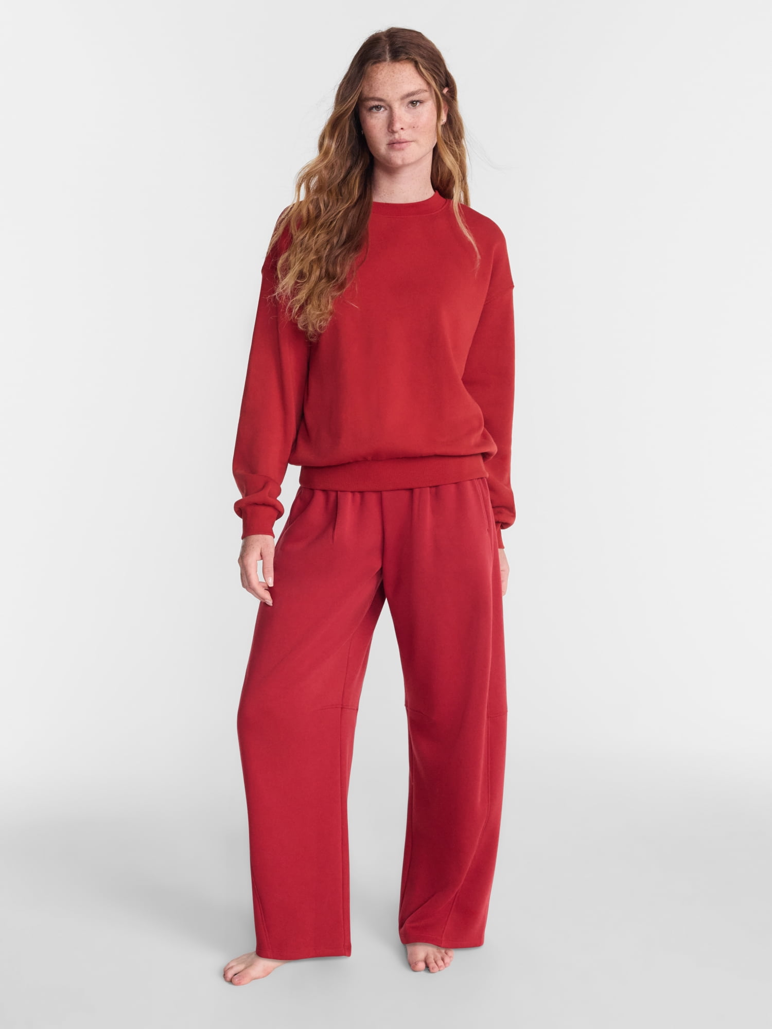 No Boundaries Pullover Crewneck Sleep Top with Long Sleeves, Women's XXS-3X