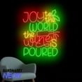thumbnail image 2 of Handmadetneonsign Joy To The World The Wine Is Poured Neon Sign, Christmas Holiday Wine Led Sign, Funny Xmas Quote Decor 82082, 2 of 5