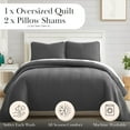 thumbnail image 2 of Southshore Fine Linens Oversized Quilt Bedding Set lightweight, prewash fabric soft coverlet bedspread 2-Piece with One matching sham (68 in wide x 98 in long), Chevron Slate, Twin / Twin XL, 2 of 9