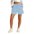 thumbnail image 3 of Bloomae Jean Shorts for Women Imitation Denim Casual Drawstring High Elastic Waisted Baggy Summer Stretchy Shorts with Pockets, 3 of 10