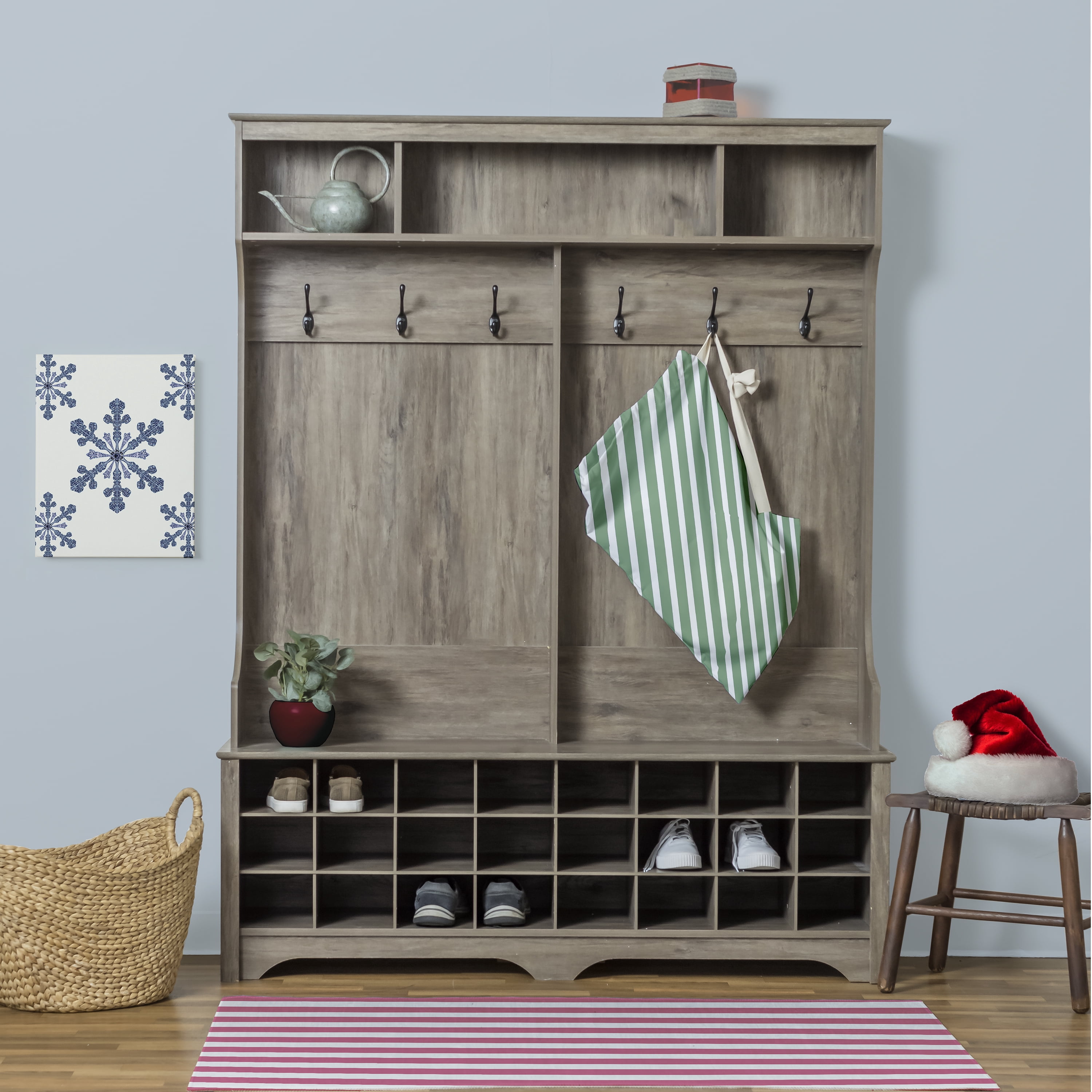 Simply Daisy Diagonal Stripe 28 x 36 in Green Laundry Bag