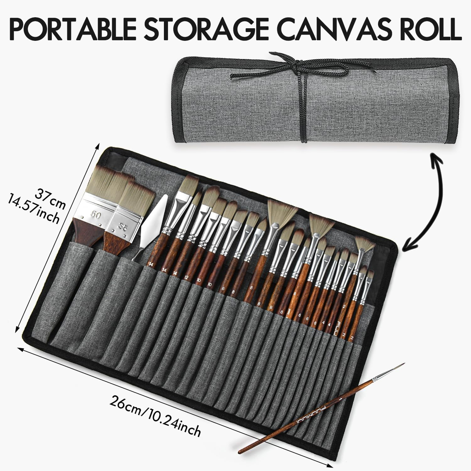 25 Pieces Paint Brush Set, Artist Professional Series, Synthetic Acrylic Paint Brushes with Flat, Filbert, Fan, Dagger, Cat Tongue, Round, Angle, Rigger for Oil, Acrylic Canvas Paintings