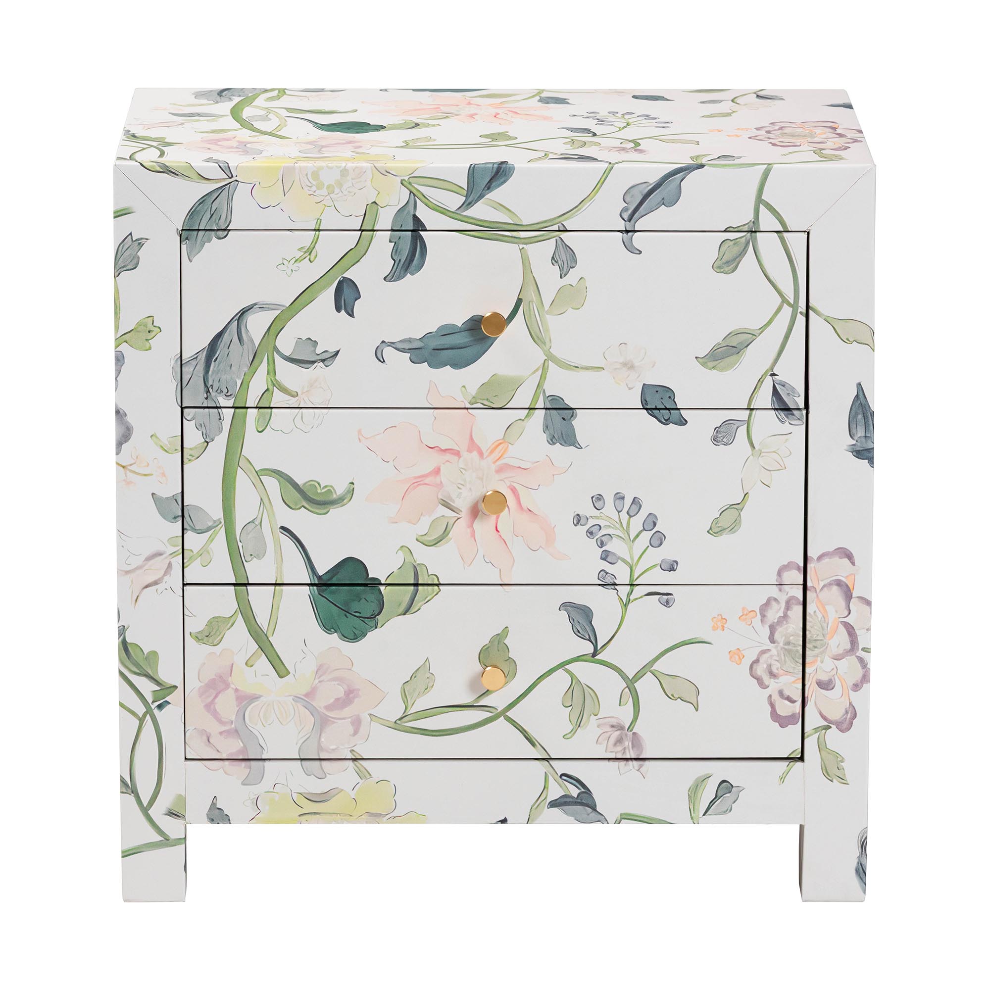 Baxton Studio Connery Modern End Table, 3-Drawer, Multicolor