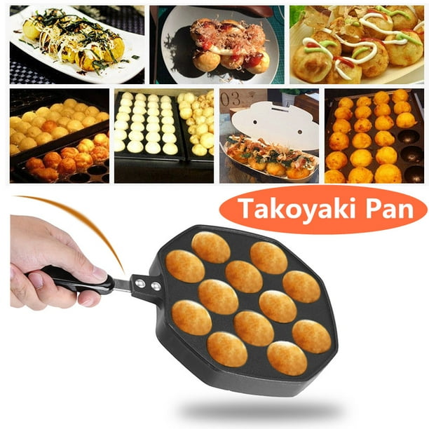 LYUMO 12 Cavities Aluminum Nonstick Takoyaki Grill Pan Plate Octopus