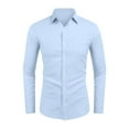 thumbnail image 4 of Dwelliawo Shirts for Men Long Sleeve Button Down Shirts Casual Fashion Dress Shirt Fall Cotton Classic Fit Outfits with Chest Pocket Sky Blue M, 4 of 4