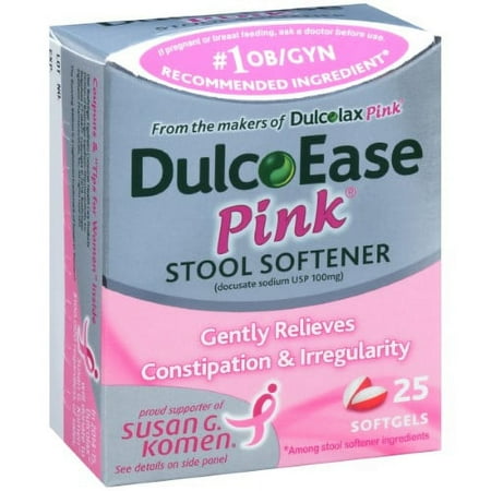 DulcoEase Pink Stool Softener Softgels 25 Caps by DulcoEase (Pack of 2)