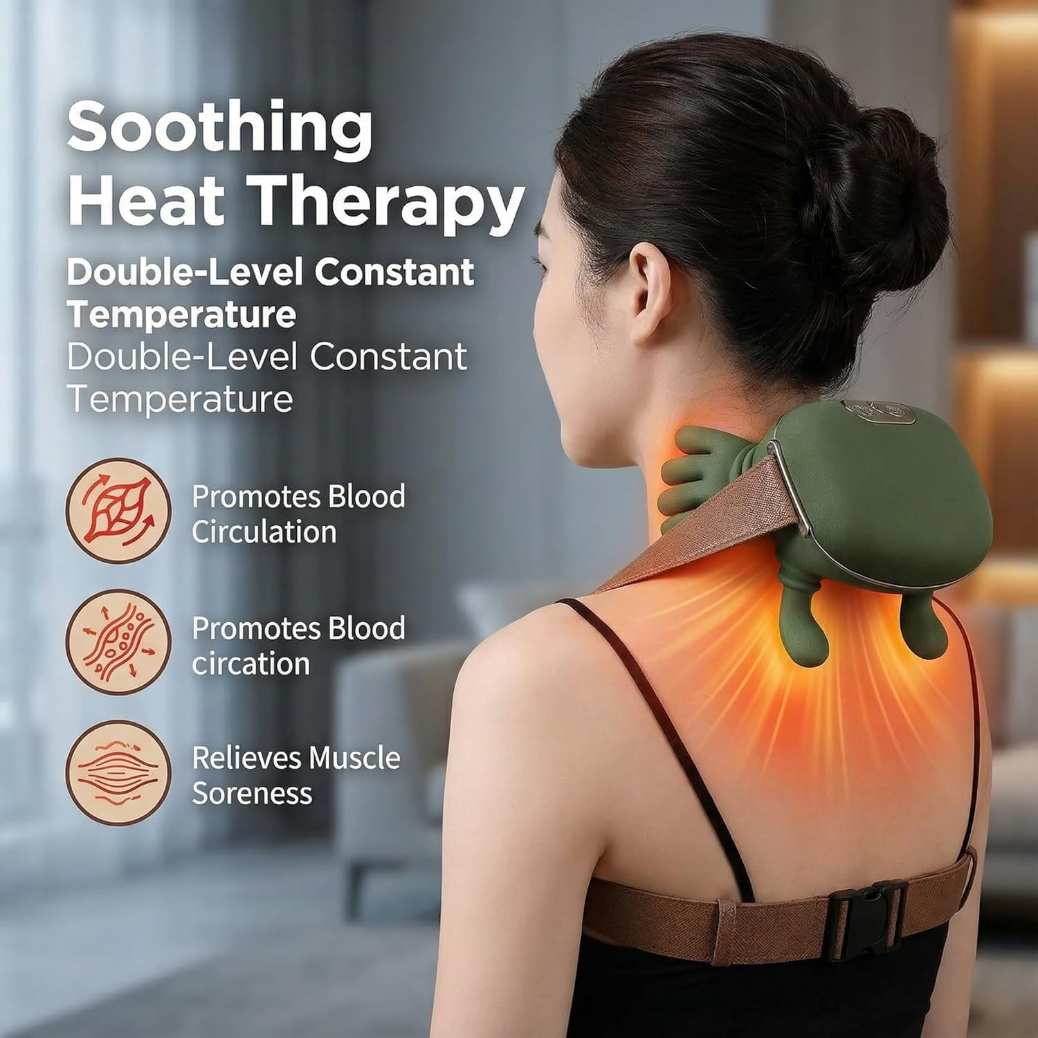 Neck Massager for Pain Relief Deep Tissue,3 Intensity Levels and 2 Heat Settings,4D Electric Shoulder & Cervical Massager with Fingers