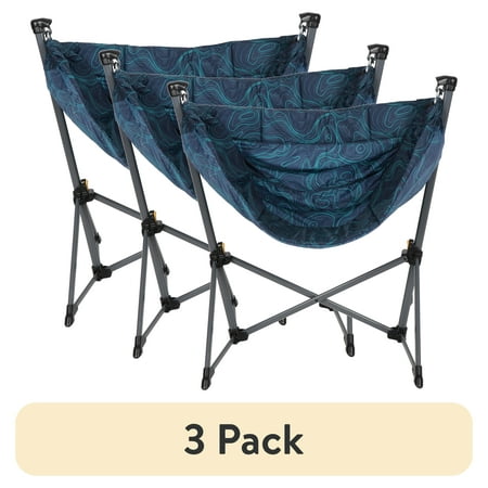 (3 pack) Ozark Trail Portable Hammock Camping Chair, Nylon, Blue