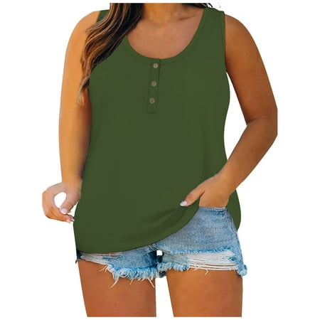 XWSHYW Plus Size Tops for Women Sleeveless Tank Tops Loose Tunic Tops Sexy Round-Neck Blouse Lace Casual Summer Corset Ladies Tops Clearance Sales Today Deals Prime XL-5XL