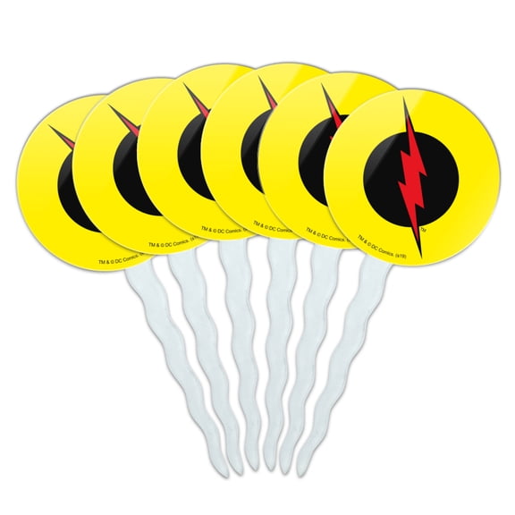 The Flash Reverse Flash Logo Cupcake Picks Toppers Decoration Set of 6
