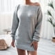 thumbnail image 4 of 1PCS falda suéter de punto suelta-gris claro-M, 4 of 5