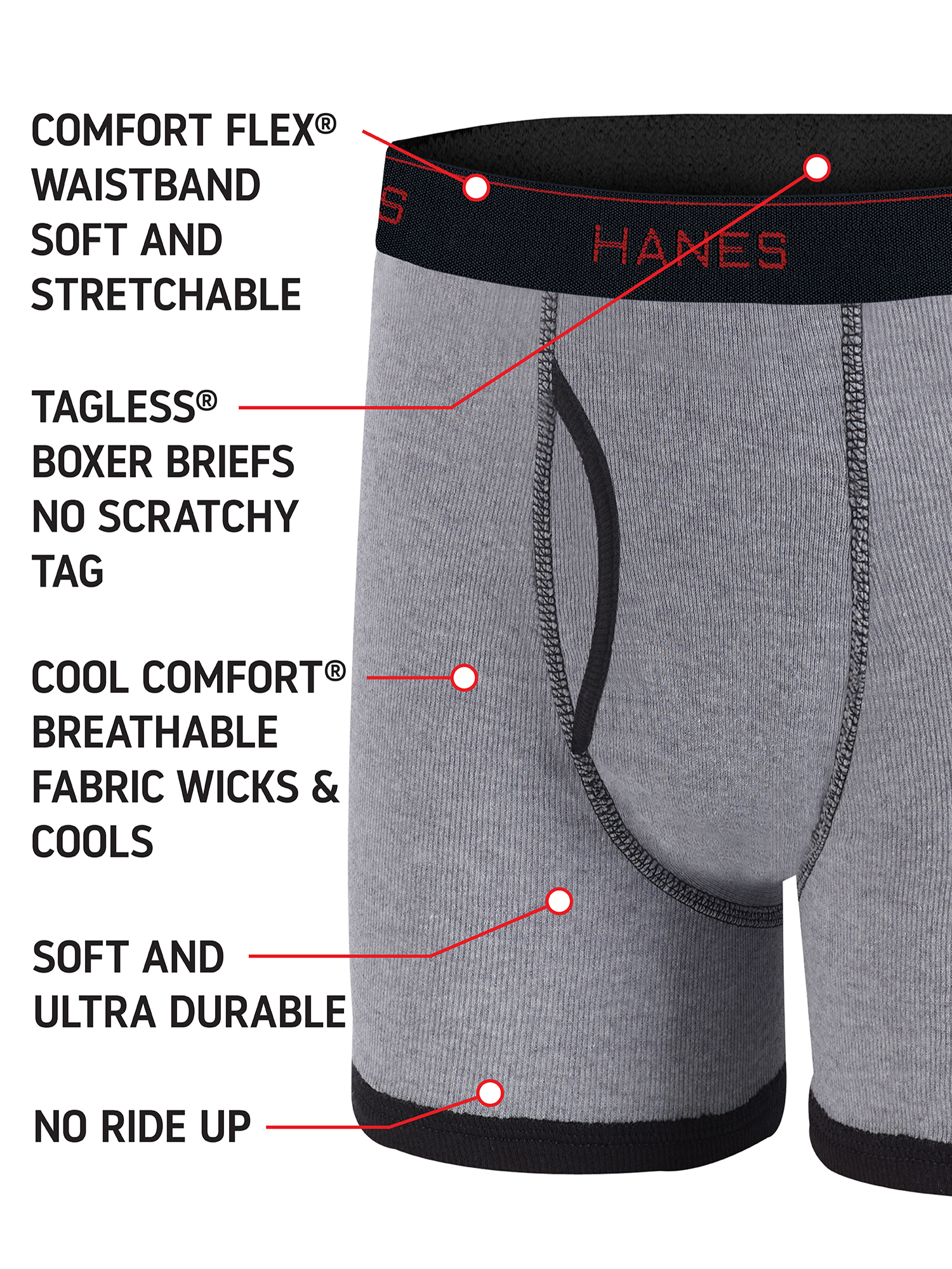 Hanes Boys Underwear, Comfort Flex Boxer Briefs, 5+2 Bonus Pack, Sizes S-XL - image 4 of 4