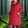 thumbnail image 3 of TrendOFT Raincoat for Women Waterproof Long Hooded Rain Jacket Trench Coats Windbreaker Travel Jacket Brick Red XXXL, 3 of 8