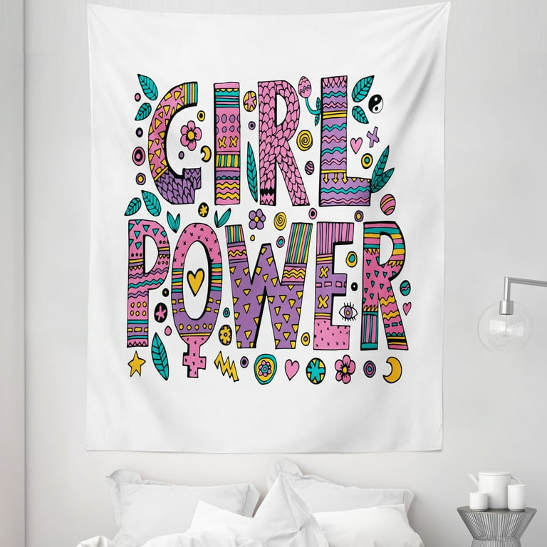 Feminist Tapestry Hippie Boho Girl Power Lettering with Foliage in Shades of Pink and Purple Colors Fabric Wall Hanging Decor for Bedroom Living Room Dorm 5 Sizes Multicolor by Ambesonne Walmart