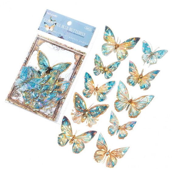 vlrwzc Holographic Butterfly Stickers 20PCS PET Waterproof Decorative Decals