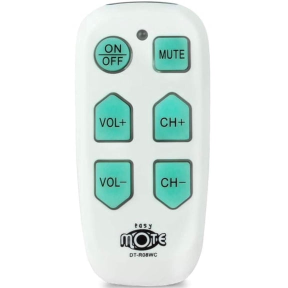 Continu.us Big Button Jumbo Senior Assisted Living Simple Easy Mote 1-Device Universal Remote Control, White