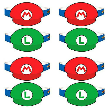Super Mario Bros. Paper Party Hats, 8 Pack
