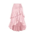 thumbnail image 2 of TrdSipl Midi Skirts for Women Steampunk Victorian Skirt Flowy Drawstring Asymmetrical High Low Tiered Retro Skirts A-Line Ruffle Hem Halloween Party Ren Faire Costume Pink S, 2 of 5
