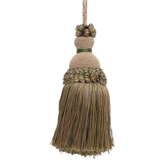 Beautiful Hand-crafted 5" (12.5cm) Key Tassel, 3 1/2" (8.5cm) Loop # IKTJ,, Beige Khaki Green #4567 (Khaki Green, Dark Beige, Khaki Beige) Sold Individually