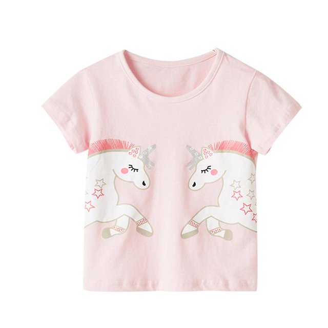 Camisetas de algodón para ni?as de 2 a 8 a?os, camisetas bonitas con estampado de unicornio para ni?os, camisetas de manga corta de verano para ni?as, camisetas infantiles C ShuxiuWang 8390612960383