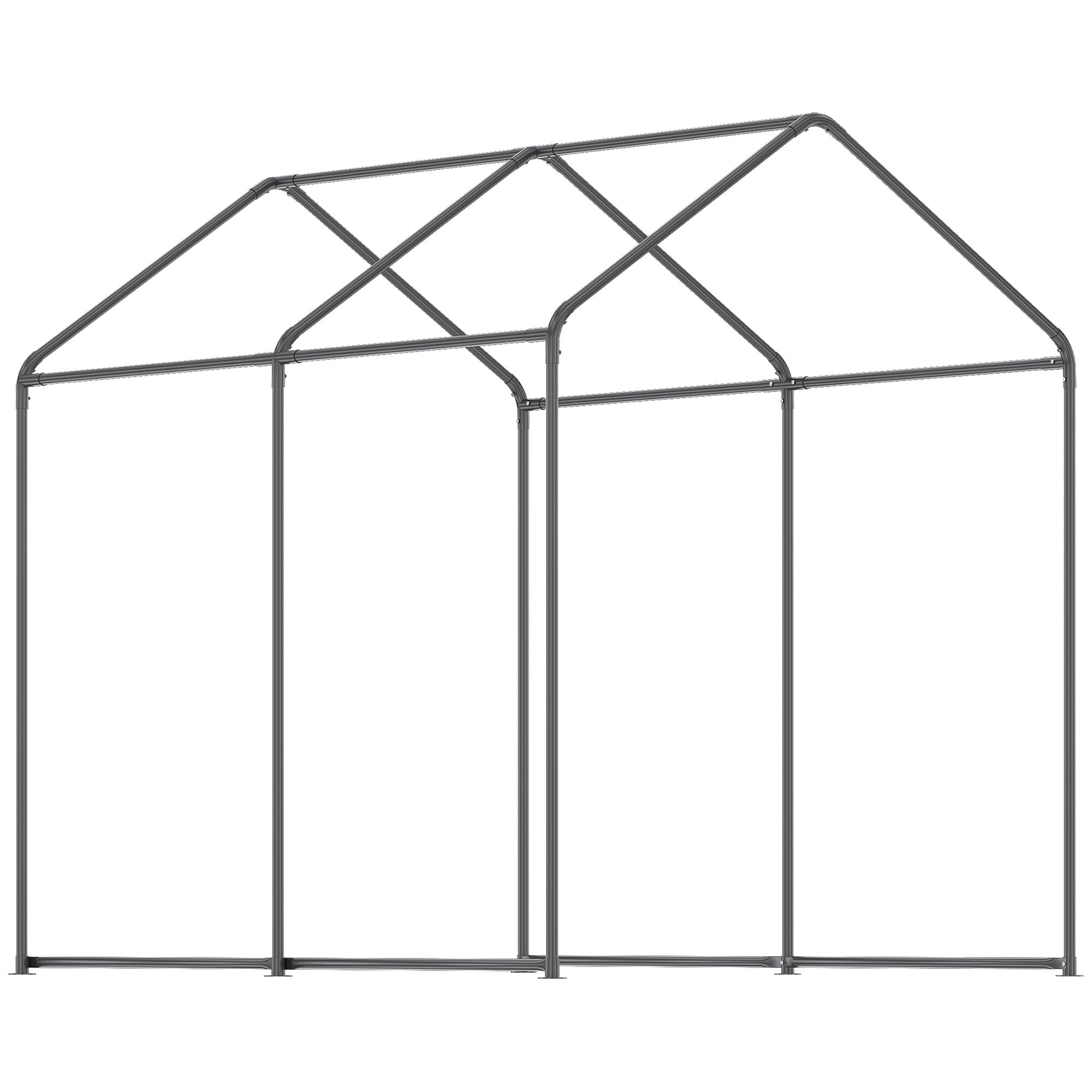 Outdoor Storage Shed Outsunny 8' x 6' x 7.5' Walk-In Greenhouse, Outdoor Gardening Canopy with 6 Roll-up Windows, 2 Zippered Doors & Weather Cover, White,Garden Storage Shed