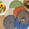 thumbnail image 4 of Round Woven Placemats Set of 4 Rustic Braided Bordered Heat Resistant Table Mats for Kitchen Dining Tables Wedding Holiday Party, 4 of 6