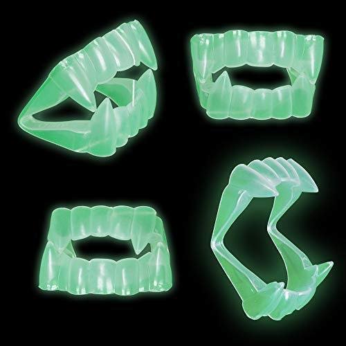 Delaman Dientes de Vampiro Brillantes Dientes de Colmillos de Vampiro de Halloween, Dientes de Drácula que Brillan en la Oscuridad, Favores de Fiesta de Disfraces