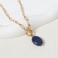 thumbnail image 5 of Lsnesstla Lapis Lazuli Pendant Paperclip Toggle Necklace for Women 18k Gold Plated Paperclip Chain Necklace December Birthstone Natural Lapis Lazuli Jewelry for Wife Mother Grandmother, 5 of 7