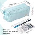 thumbnail image 3 of Rirool Large Capacity Pencil Case with Initial Letter, Expandable Pencil Pouch with Zipper, Cute Aesthetic Pen Bag for School Supplies, Kids Teen Girls Adults Green, 3 of 7