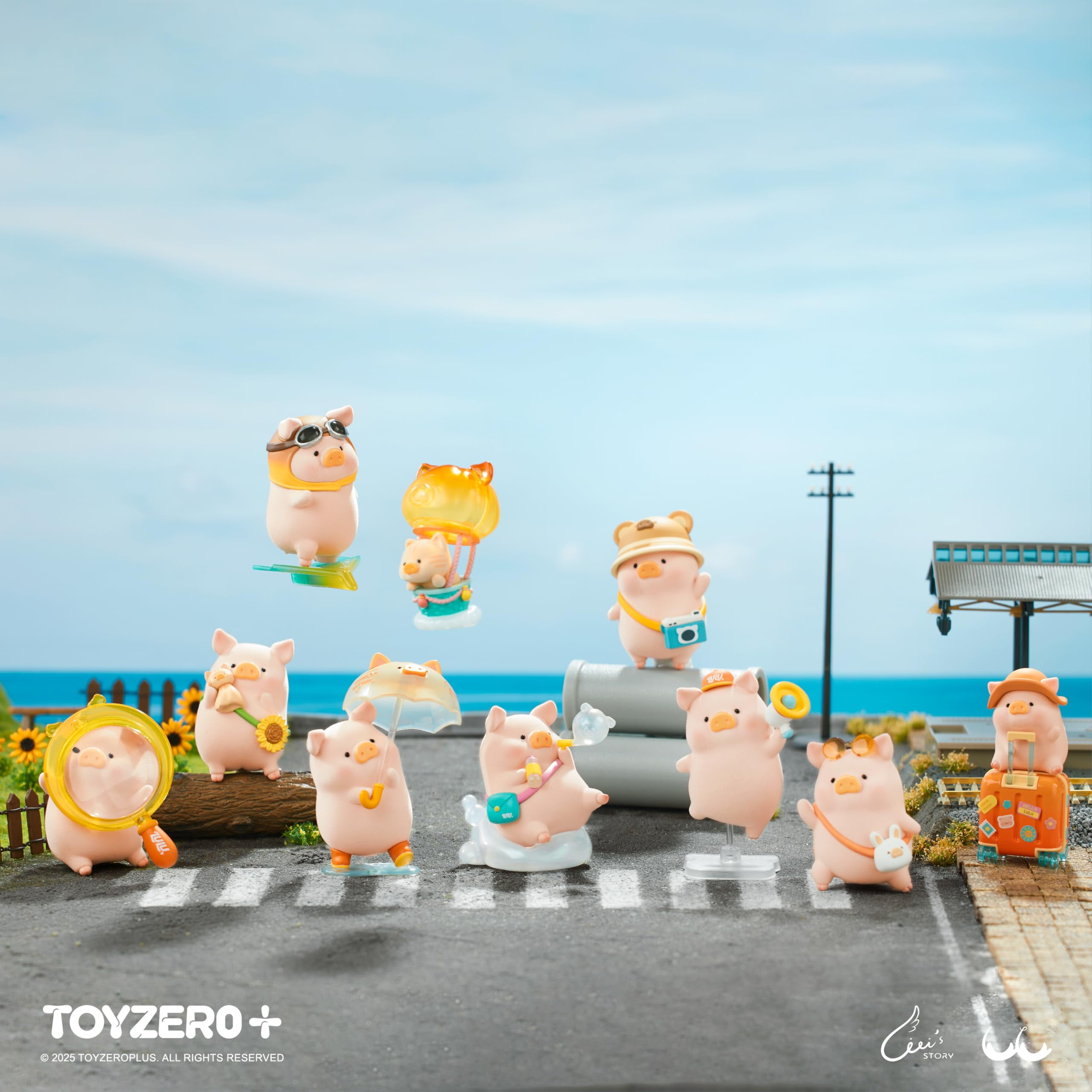 TOYZERO + Lulu The Piggy Blind Box Figures - 8pcs Travel Series Blind Boxes Mystery Box Cute Animal Figurines Collectible Toys Home Desk Decorations Holiday Birthday Gifts, Whole Set