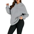 thumbnail image 2 of Womens Oversized Hoodies Fleece Sweatshirts Fall Fashion Pullover Sweaters Winter Clothes Light Gray 4XL, 2 of 9